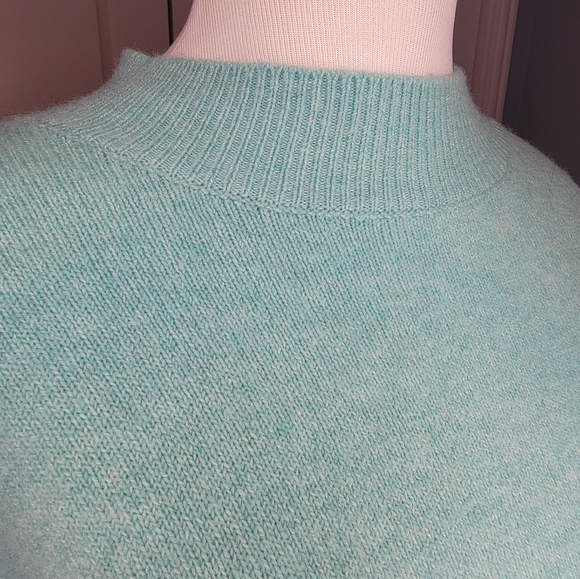 LOFT PLUS Women's Soft Mock Neck Tiffany Blue/Teal Tie Hem Sweater - 14 - Picture 6 of 13